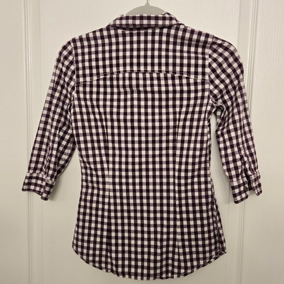Garage Purple and white buffalo check plaid button up shirt, cotton - Picture 9 of 11